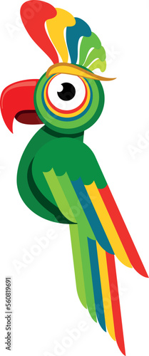 Colorful parrot icon. Cartoon tropical jungle bird