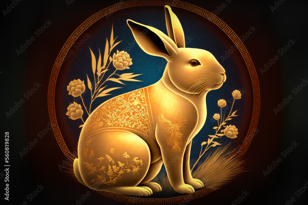 Chinse Illustration Commemorating the Year of the Rabbit - Generative ...