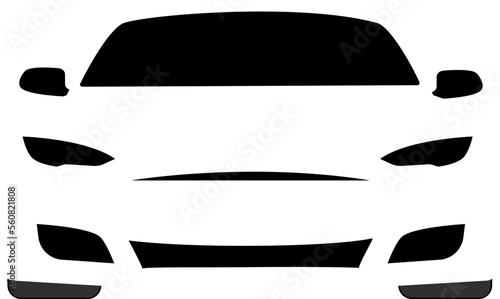 black and white car on a transparent background