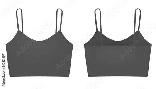 Grey crop sleeveless t shirt. vector illustration
