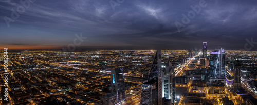 Riyadh city in Saudi Arabia, night view photo