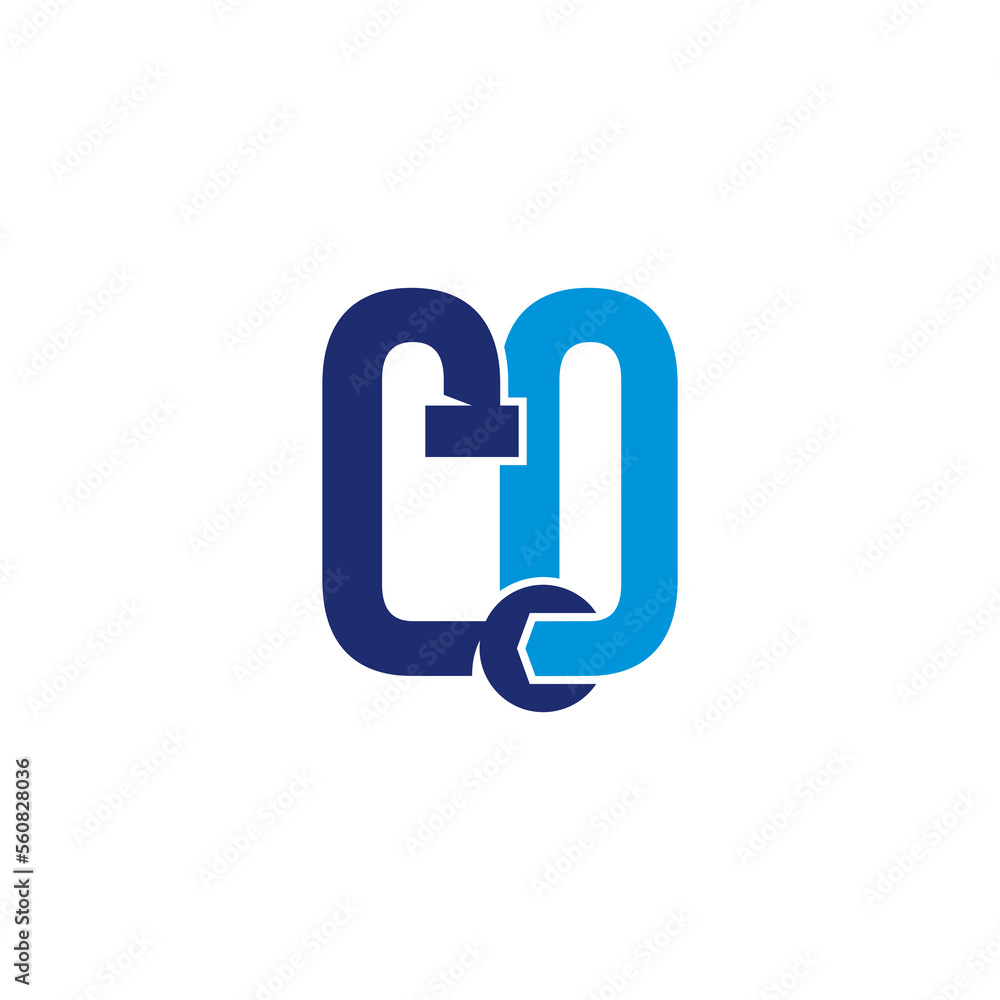 Letters CO Pipe and Wrench Logo Design 001 Letters CO Pipe and Wrench Logo Design 001