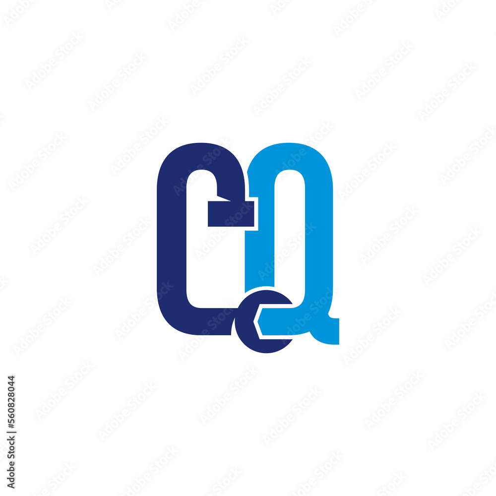 Letters CQ Pipe and Wrench Logo Design 001 Letters CQ Pipe and Wrench Logo Design 001