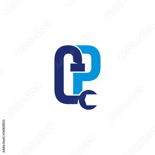 Letters CP Pipe and Wrench Logo Design 001