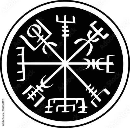Compass Vegvisir  Aegishjalmur viking  vector 