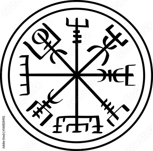 Compass Vegvisir  Aegishjalmur viking  vector 