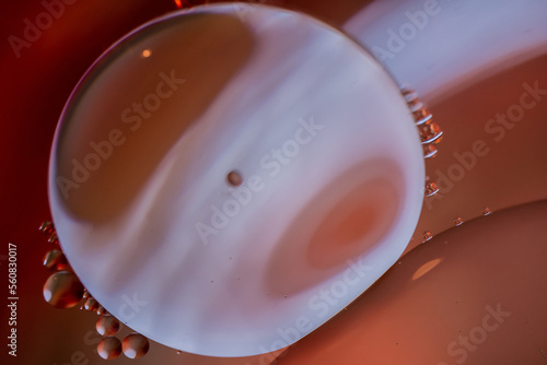 Bubbles of oil in the water. Balloons, eyes, balls, colors.
Abstraction - Cosmos - Planets.