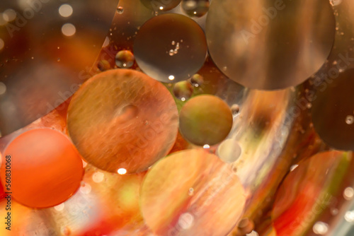 Obraz na płótnie Bubbles of oil in the water. Balloons, eyes, balls, colors.
Abstraction - Cosmos - Planets. w salonie