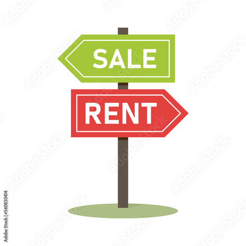 Vector cartoon sale or rent signboard icon. Sign illustration pictogram