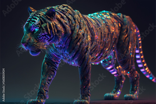 Iridescent Glowing Tiger - Generative AI