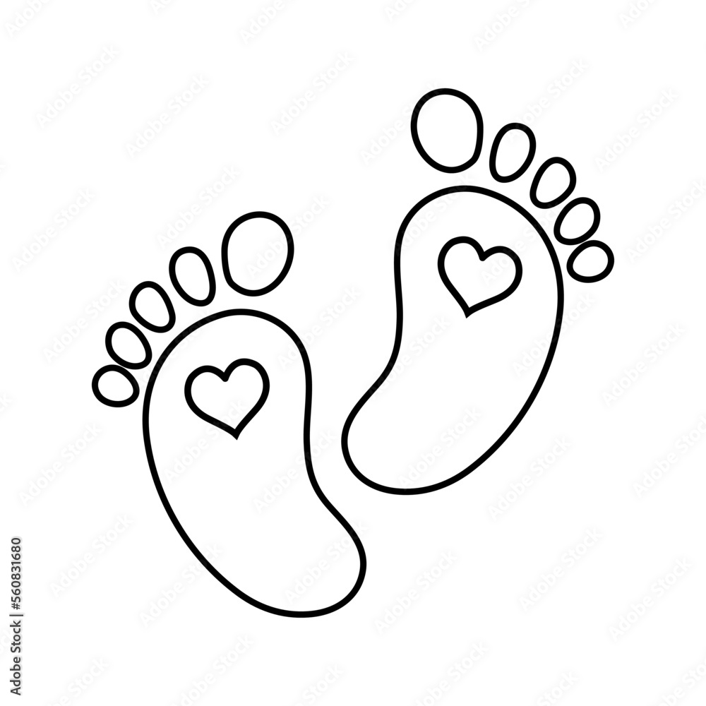 Baby feet icon vector. Love illustration sign. Newborn symbol or logo.