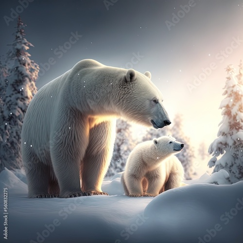 Polar bear in snow iceberg antarctic arctic weather  polar bear cub in snow  polar bear extinct  global warming polar bears