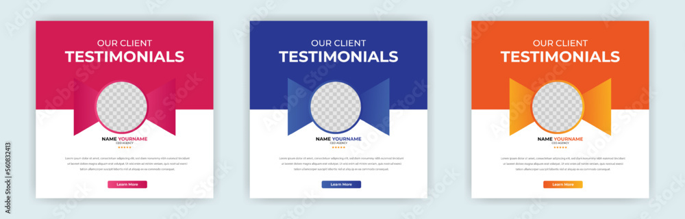 customer feedback testimonial or Customer feedback review social media post template with square size color variations, eps 10 customer feedback testimonial or Customer feedback review social media post template with square size color variations, eps 10