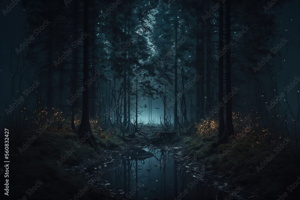 Forest in the night, Generative AI