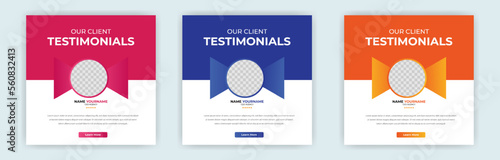 customer feedback testimonial or Customer feedback review social media post template with square size color variations, eps 10