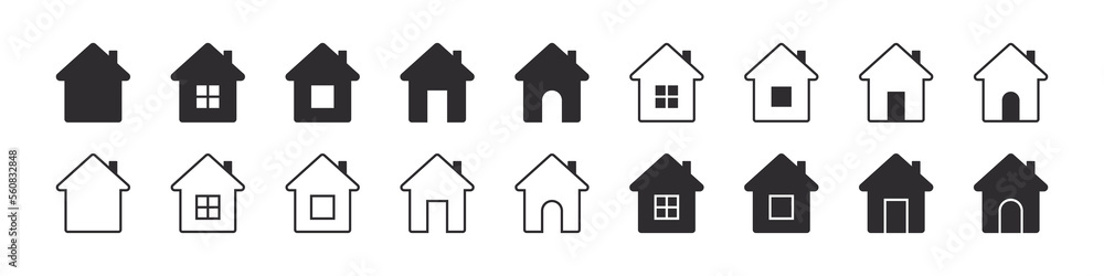 House icons set. Home icon collection. Real estate. Flat style houses symbols. Vector icons House icons set. Home icon collection. Real estate. Flat style houses symbols. Vector icons