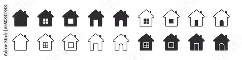 House icons set. Home icon collection. Real estate. Flat style houses symbols. Vector icons