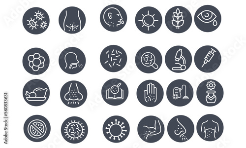  Allergy icons set vector design 