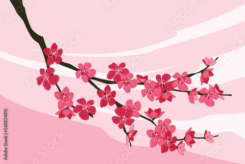 Set of Cherry Blosssom or Sakura Handdrawing Backgrounds
