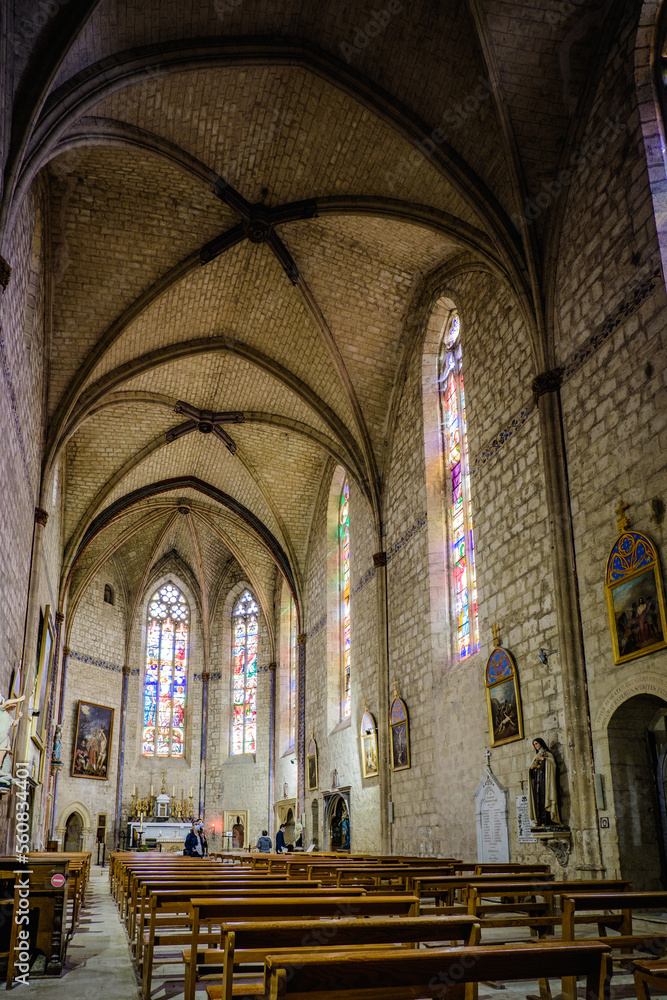 Inside the gothic collegiate church of La Romieu, in the south of France (Gers)