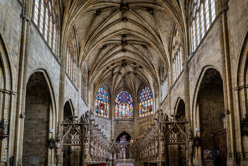 Interior of the gothic cathedral of Condom in the south of France  Gers 