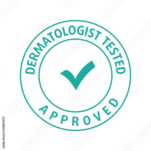 Dermatologist tested approved round stamp. Vector stock illustration isolated on white background. 