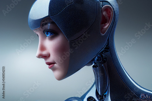 Female cyborg human AI woman robot