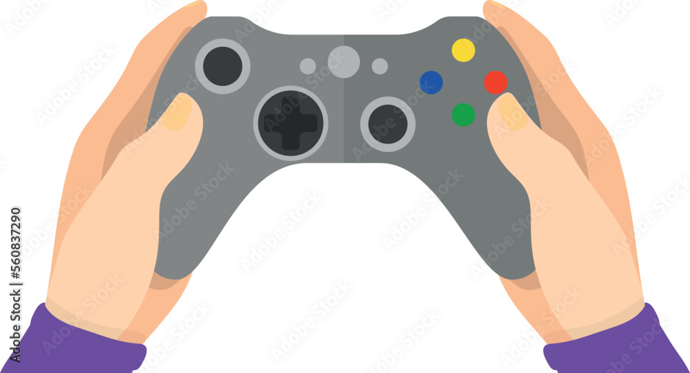 Hands hold gamepad. Video game controller icon Hands hold gamepad. Video game controller icon
