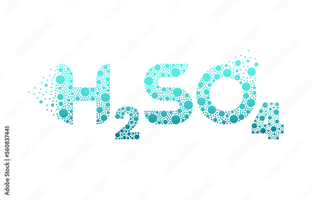 Sulfuric Acid H2SO4 bubble logo design isolated on white background. Sulfuric Acid icon vector illustration.