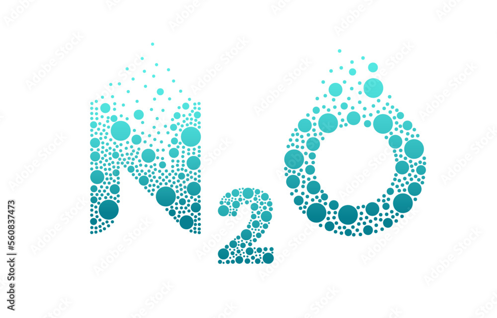 Nitrous oxide N2O bubble logo design isolated on white background