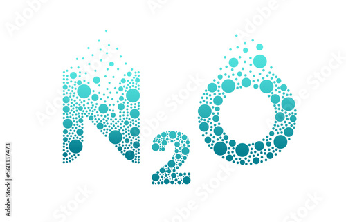 Nitrous oxide N2O bubble logo design isolated on white background. Nitrous oxide icon vector illustration.