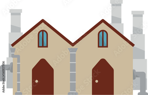 Factory building icon. Chemical manufacture color symbol