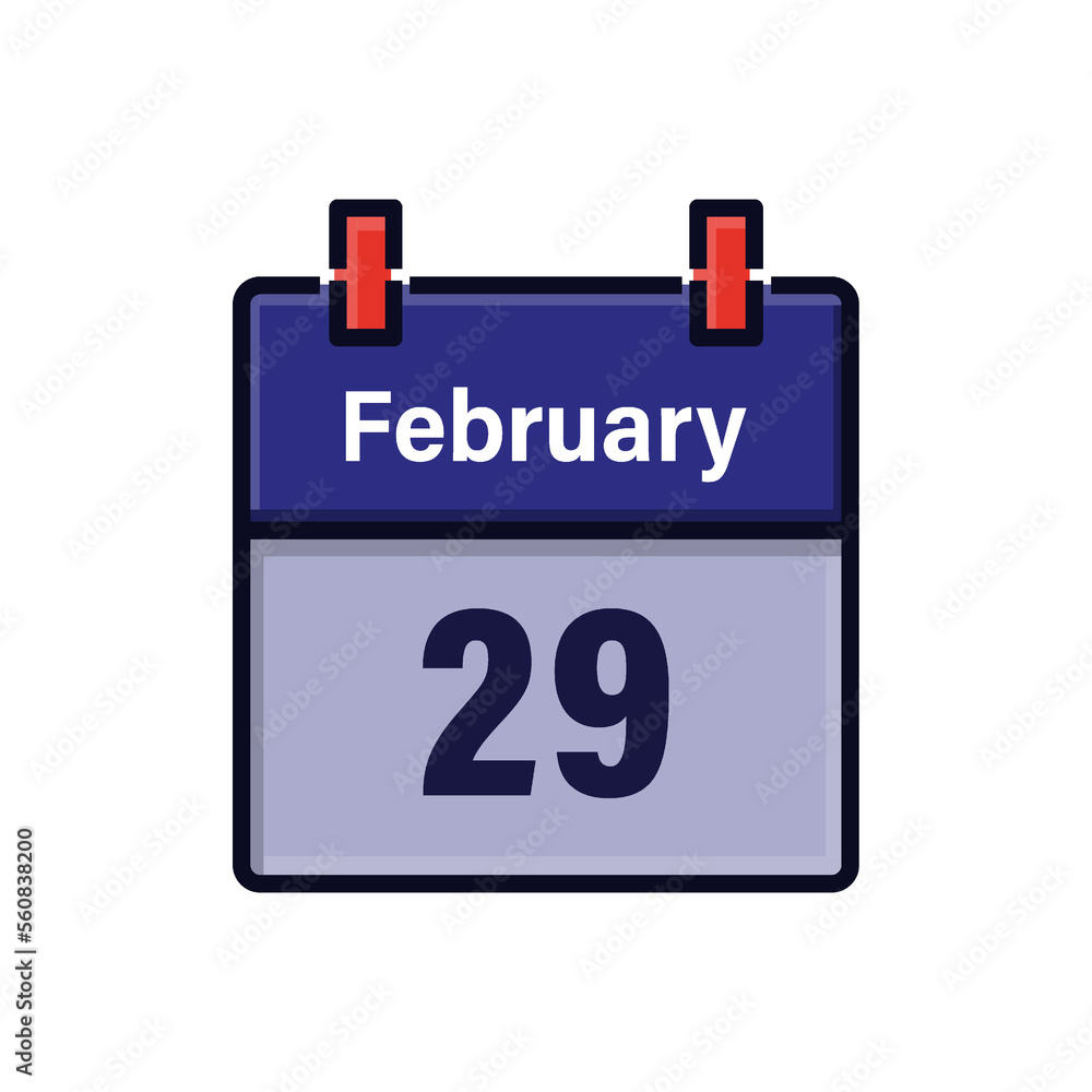 February 29, Calendar icon. Day, month. Meeting appointment time. Event schedule date. Flat vector illustration. February 29, Calendar icon. Day, month. Meeting appointment time. Event schedule date. Flat vector illustration.