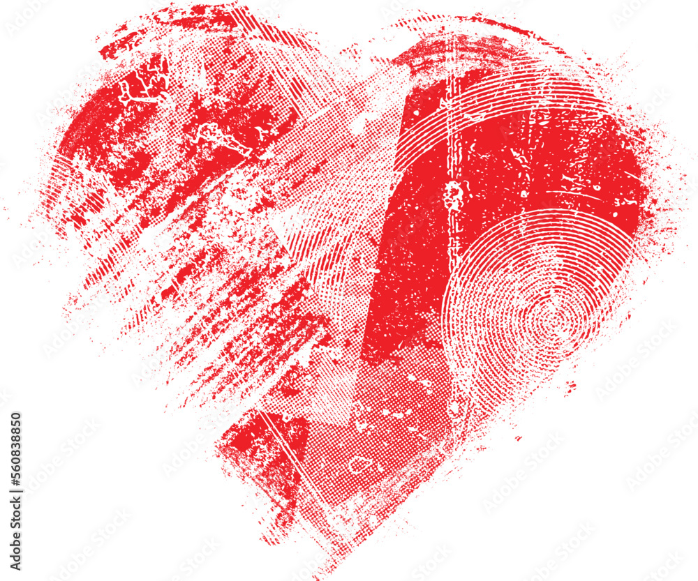 Glitch distorted heart shape . Minimal art design . Noise destroyed ...