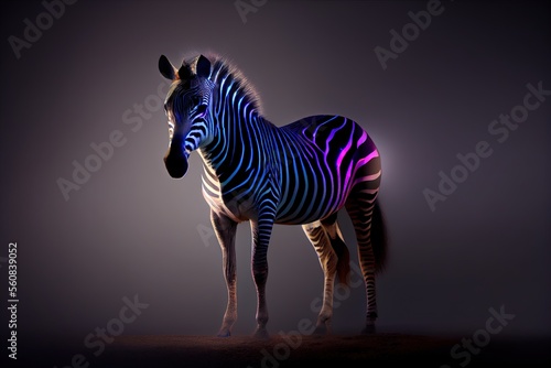 Neon psychic wave zebra animal created with generative ai technology