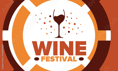 Wine Festival. For wine lovers. Wine tasting. Event for professionals in the wine industry. Winery, restaurants and bars. Trainings and master class for sommelier. Wineglass. Vector illustration