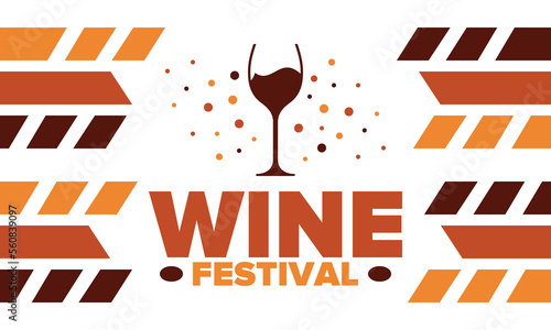 Wine Festival. For wine lovers. Wine tasting. Event for professionals in the wine industry. Winery, restaurants and bars. Trainings and master class for sommelier. Wineglass. Vector illustration