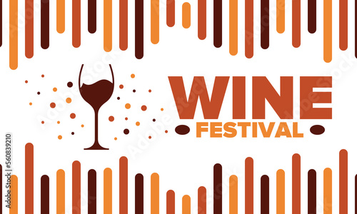 Wine Festival. For wine lovers. Wine tasting. Event for professionals in the wine industry. Winery, restaurants and bars. Trainings and master class for sommelier. Wineglass. Vector illustration