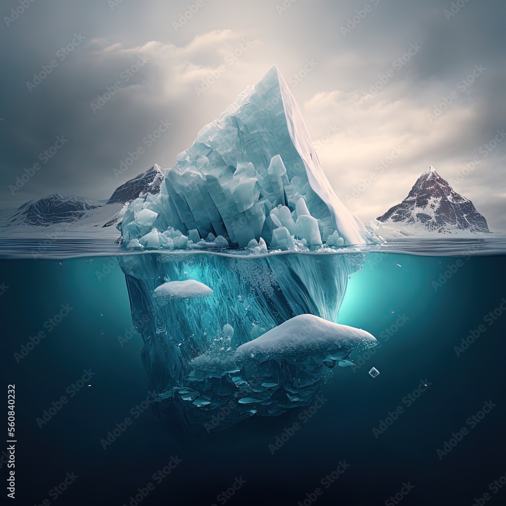 iceberg in water, melting iceberg, dangerous titanic iceberg, blue iceberg Antarctica, arctic