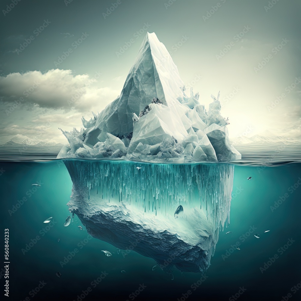 iceberg in water, melting iceberg, dangerous titanic iceberg, blue iceberg  Antarctica, arctic, snow, snowing Stock Illustration | Adobe Stock