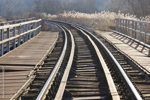 Railway curve over a bridge