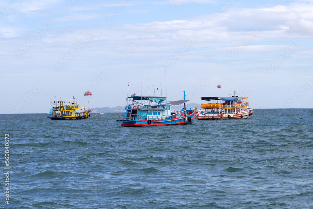 Boats on the sea. Pattaya city, Thailand