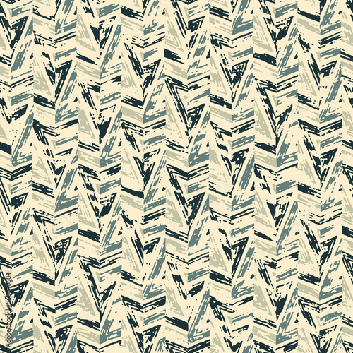 Tonal Green Splatter Textured Zigzag Pattern