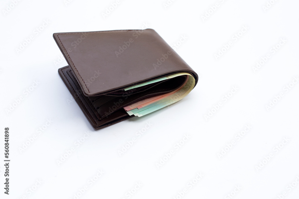 Brown wallet on white background Brown wallet on white background
