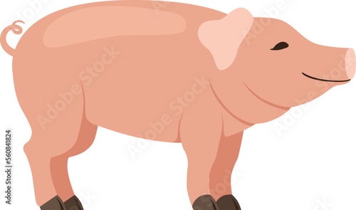 Funny pig icon. Cartoon farm domestic animal