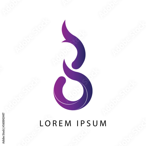 Letter 8 logo elegant, for the logo of a product, purple gradient color.