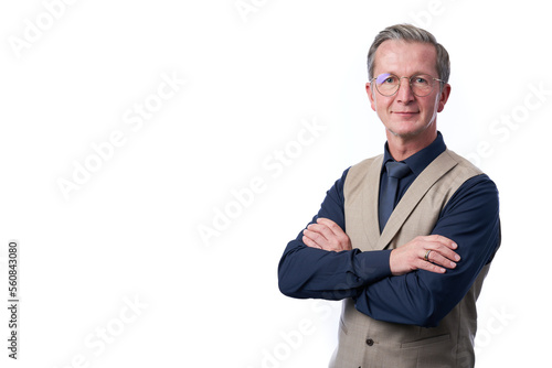 Smiling businessman portrait. Successful business man wearing light suit.