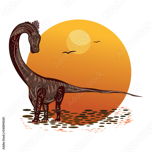Isolated colored sketch of a herbivorous dinosaur Vector