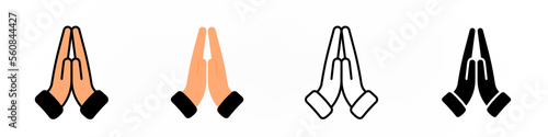 Praying hands icon on white illustration