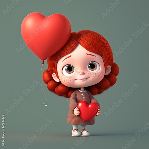 Cute Cartoon Red Haired Gir...